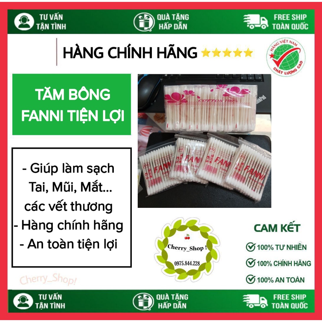 Tăm Bông FANNI, Tăm Bông Ngoáy Tai Đa Năng Cao Cấp FANNI 100% Cotton