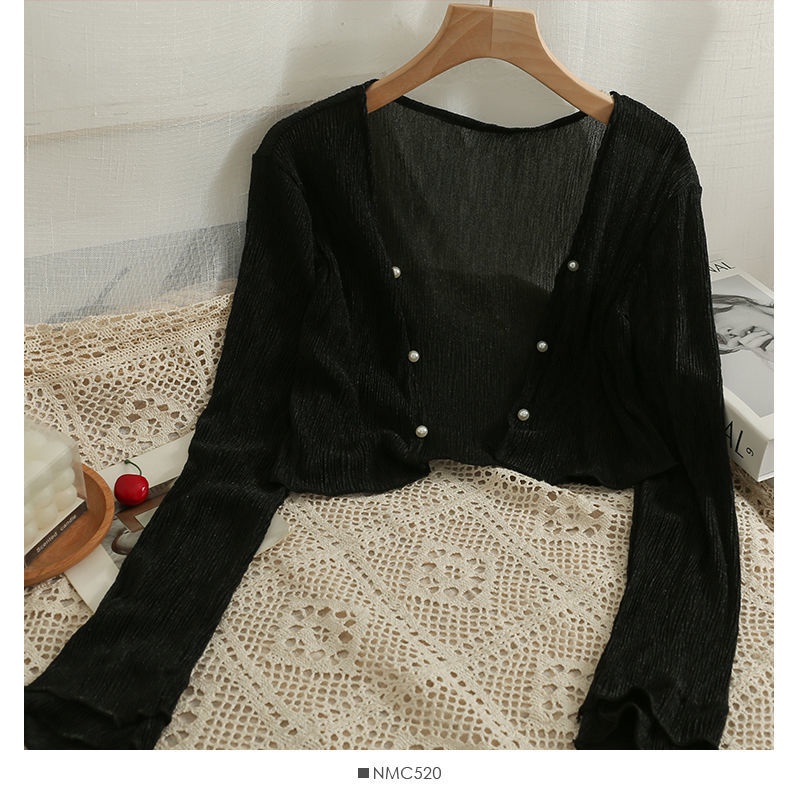 Áo Khoác cardigan Mỏng Xuyên Thấu Dài Tay Thời Trang Nữ