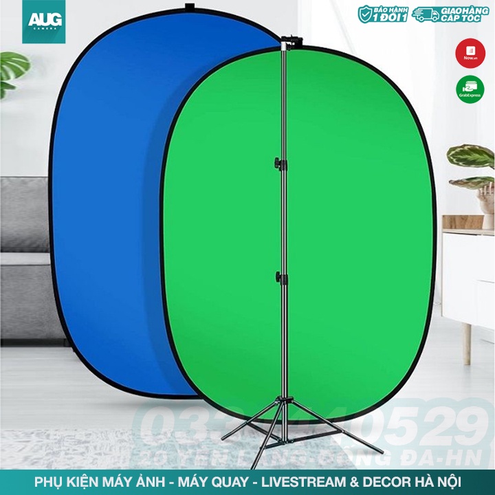 COMBO PHÔNG VẢI XANH KEY HÌNH 2 MẶT GẤP GỌN DI ĐỘNG 150X200CM - AUG Camera