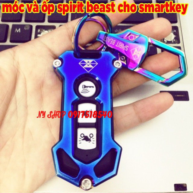 COMBO MÓC KHÓA SPIRIT BEAST VÀ ỐP CNC SMARKEY SPIRIT BEAST CHÍNH HÃNG CHO SH, SH MODE, CUB 125, PCX  - LOẠI 3 NÚT( 2 MÓN