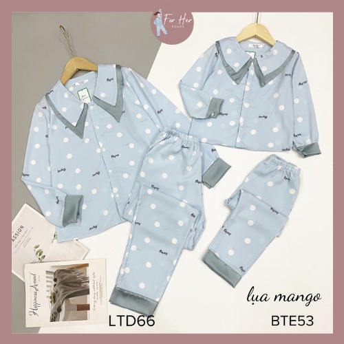 Bộ Pijama Lụa Dài Tay Hoạ Tiết Hoa Nhí Đôi Cho Mẹ và Bé Gái Xinh Xắn ( Bộ Cho Bé Gái)