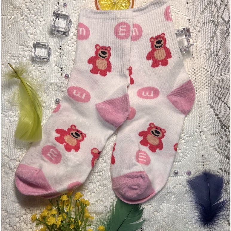 Tất cổ cao, vớ cổ cao nữ Lotso hoạ tiết cute dễ thương vải cotton co giãn thoải mái