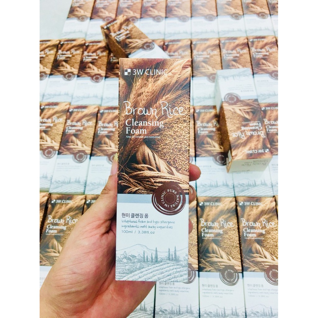 Sữa rửa mặt làm sạch sâu và sáng da chiết xuất từ lúa mạch 3W CLINIC BROWN RICE CLEANSING FOAM 100ml-Hàn Quốc Chính Hãng | BigBuy360 - bigbuy360.vn