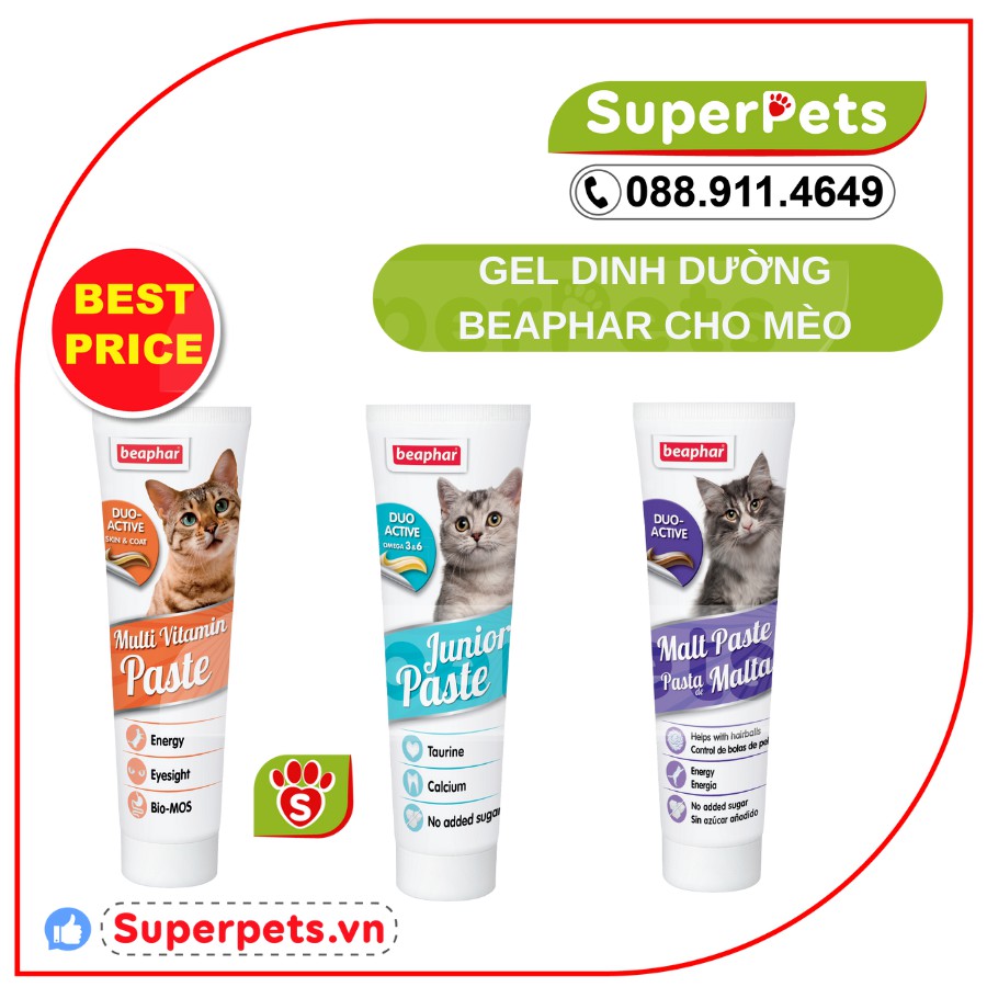 Gel Dinh Dưỡng Cho Mèo Nutri gel Beaphar Mèo Con, Mèo Lớn, Ngăn Ngừa Búi Lông Nhập Hà Lan SUPERPETS VIỆT NAM