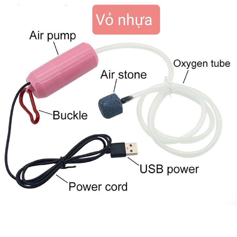 Máy tạo oxy máy bơm oxi hồ cá cổng USB dùng sạc dự phòng sạc điện thoại