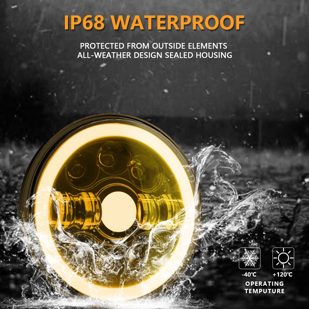 Đèn Pha LED H4-H13 7 Inch Cho Xe Mô Tô Harley-Davidson Yamaha Jeep Wrangler CJ Hummer H1 H2