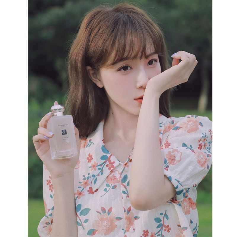 Áo sơ mi nữ hàn quốc hoa nhí tiểu thư croptop kiểu tay phồng croptop nhíu ngực công sở đi biển hot