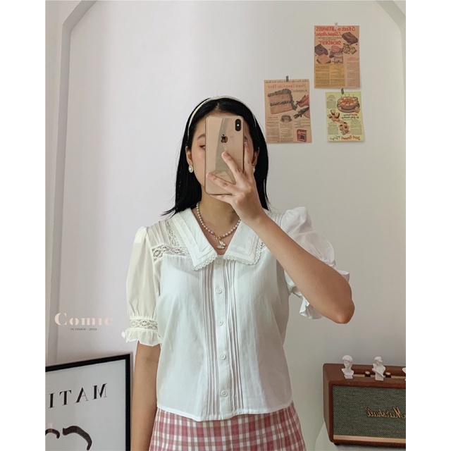 Áo blouse viền ren Comic | BigBuy360 - bigbuy360.vn