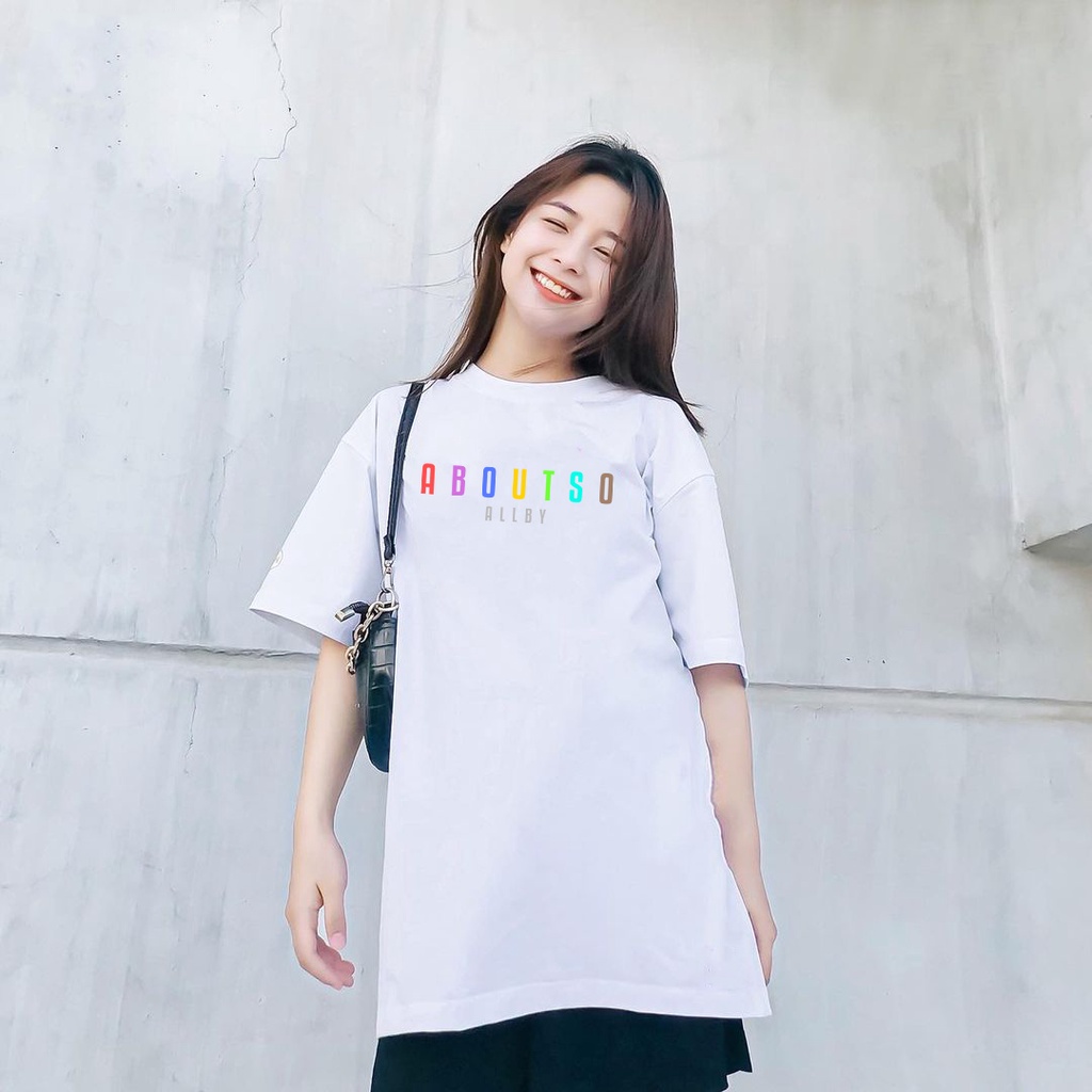Áo thun nam nữ Allby ABOUTSO , Áo phông tay lỡ Unisex form rộng vải cotton - GW Shop