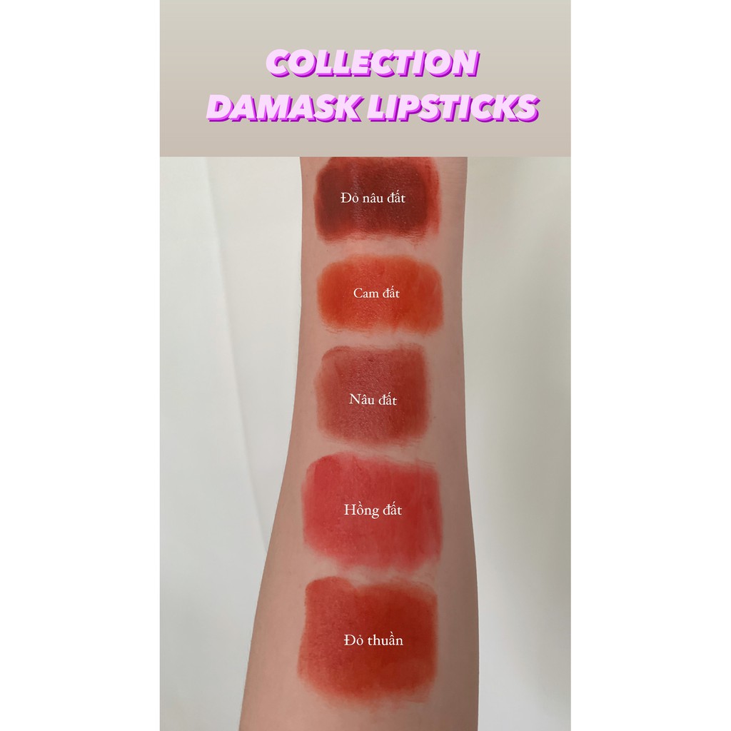 Son lì dưỡng môi ẩm Đỏ Nâu Đất Trendy Forlife Beauty Bộ sưu tập Damask Lipsticks