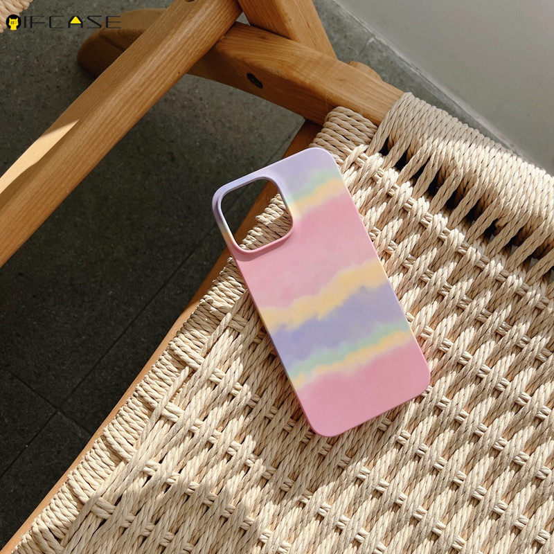 Ốp Điện Thoại Cứng Màu Gradient Họa Tiết Cầu Vồng Cho iPhone 13 12 12 11 Pro Max XS Max XR X 7 8 Plus