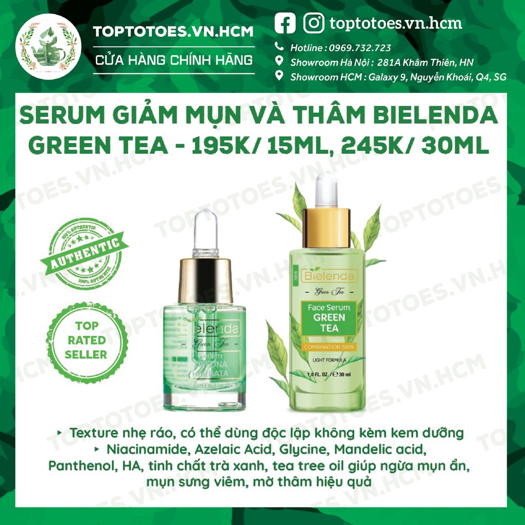 Serum & Kem dưỡng Bielenda Green Tea kiềm dầu, giảm mụn và thâm