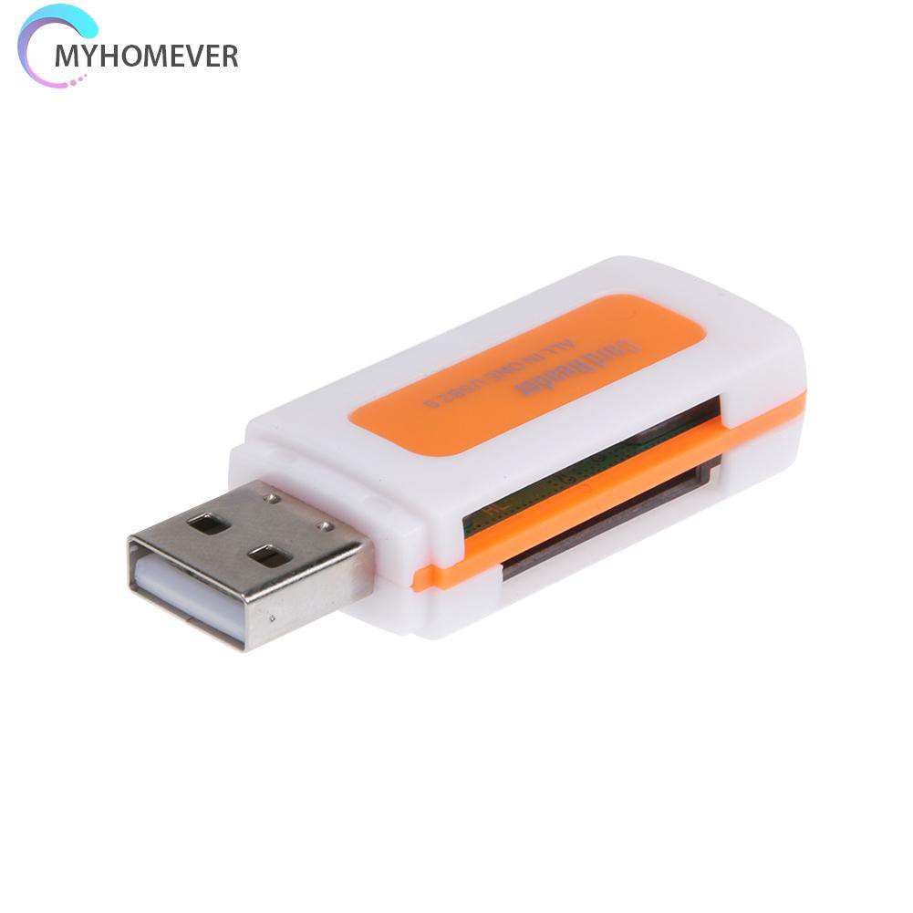 myhomever Mini USB2.0 4 Card Slots Smart Card Reader SD/MMC TF MS M2 Card Reader