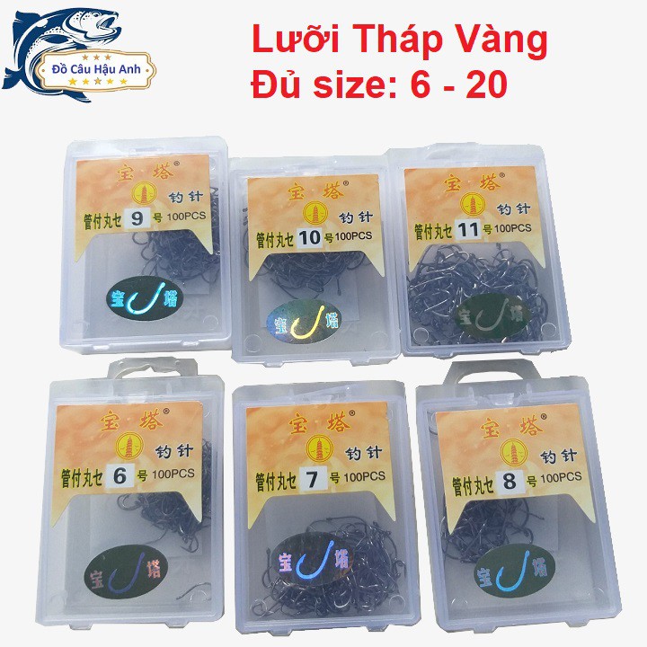 Lưỡi câu cá Tháp Vàng đủ size siêu bén (Siêu Rẻ) bao trang