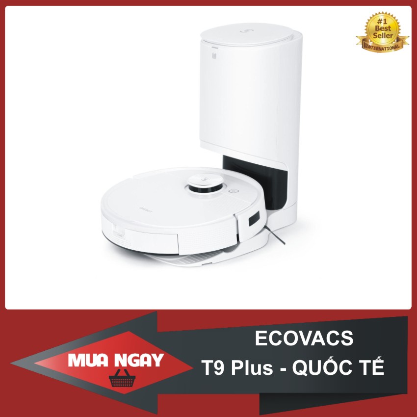 Robot hút bụi lau nhà Ecovacs Deebot T9 Plus - Lực hút Max 3000Pa - Bản Quốc Tế - Dock Hút Rác Tự Động – Robot Toả Hương