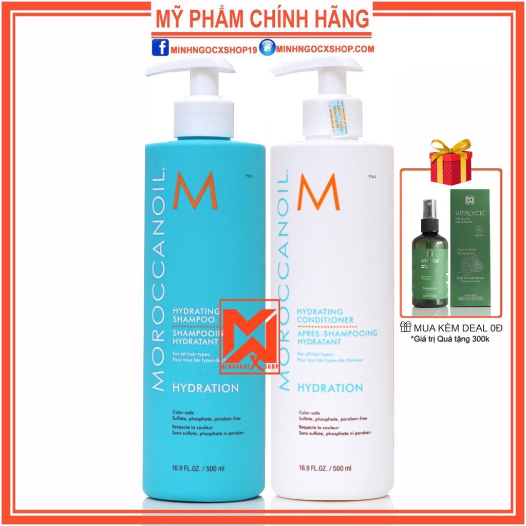 [Mã 1511FMCGSALE giảm 8% đơn 500K] ✅[ MOROCCANOIL ] DẦU GỘI XẢ DƯỠNG ẨM MOROCCANOIL HYDRATION 500ML CHÍNH HÃNG