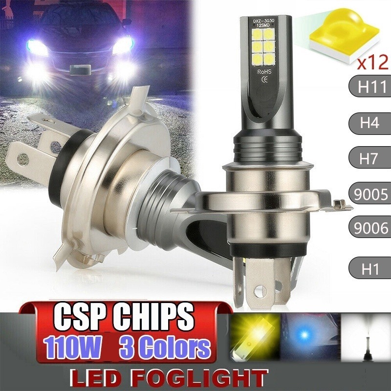 1 3 Màu Trắng / Xanh Băng / Vàng Sương Mù H1 H3 H4 H7 H11 9005 9006 CSP LED Bóng Đèn Tự Động