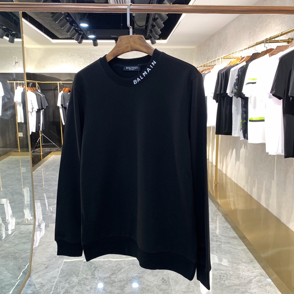 Balma1n 2021 Áo sweater cotton tay dài cổ tròn in chữ phong cách mới cho nam