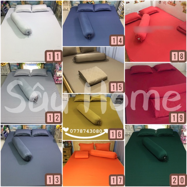 Bộ drap thun màu trơn (1ga 3 vỏ gối) | BigBuy360 - bigbuy360.vn