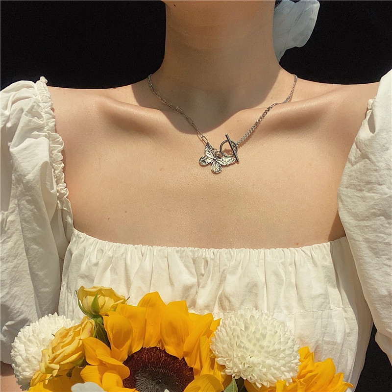 Korean retro butterfly necklace ins