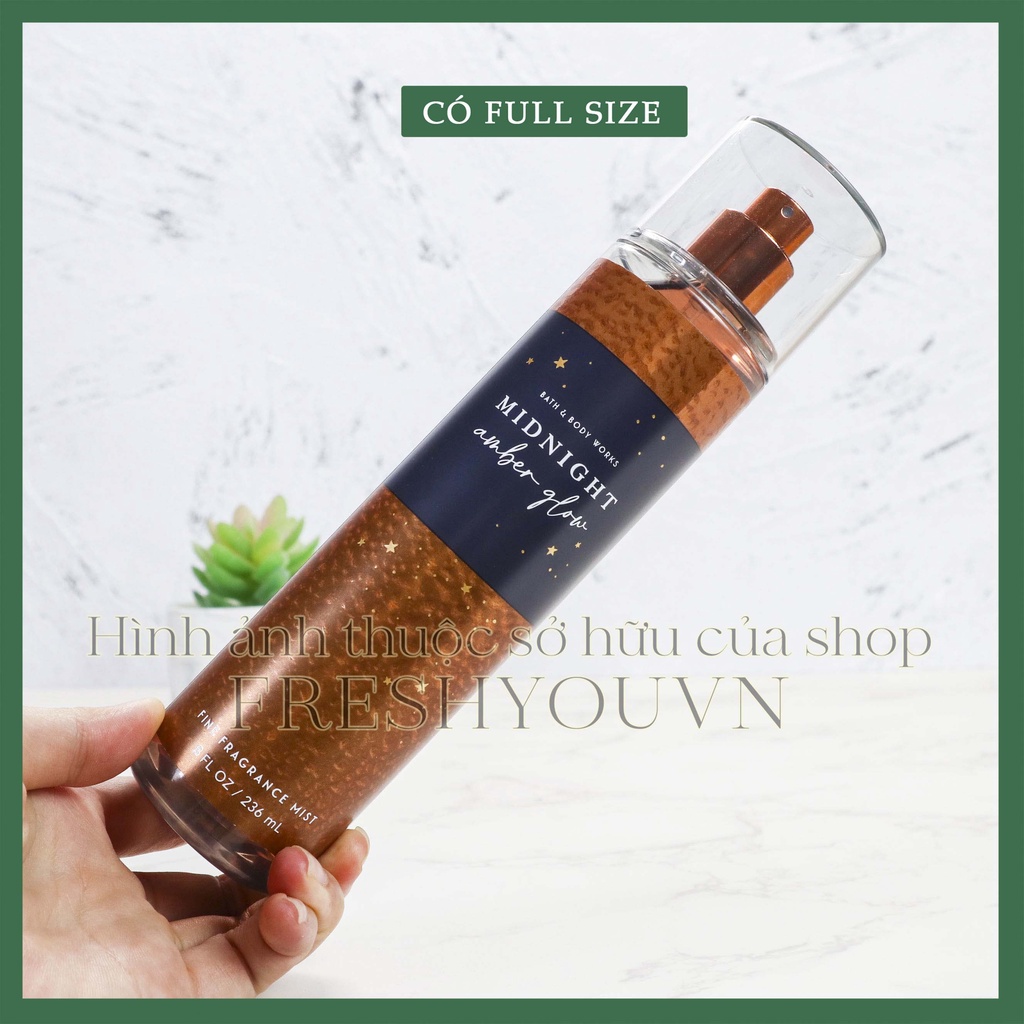 Midnight Amber Glow - Xịt thơm toàn thân body mist khác Bath & Body Works - fresh you