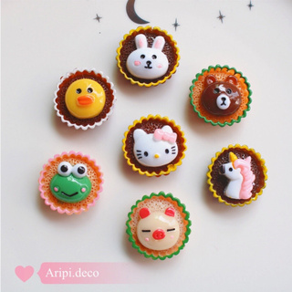 Charm cupcake LOẠI 2 thỏ vịt kitty ếch heo gấu B32/ Nguyên liệu làm phụ kiện handmade / resin