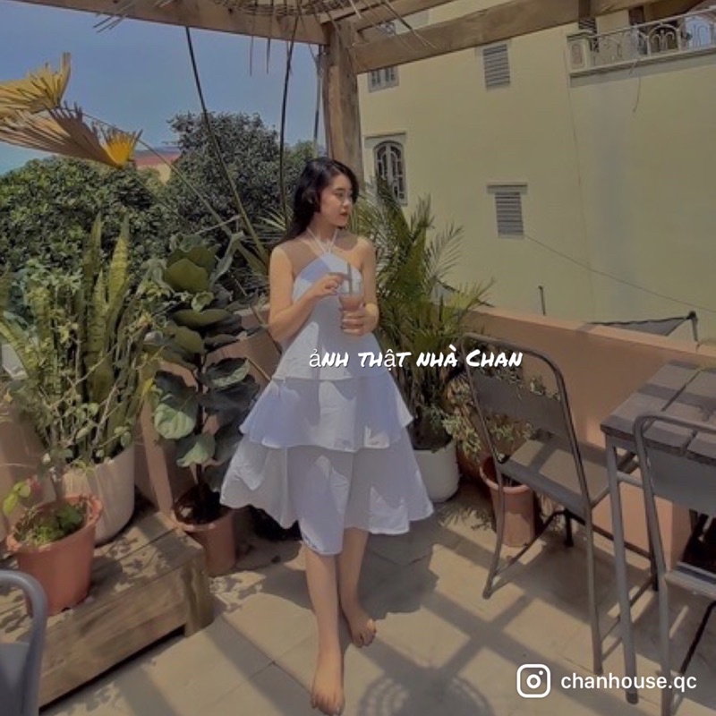 Đầm Cổ Yếm 3 Tầng Màu Trắng, Váy Baby Doll Trắng Bánh Bèo Ulzzang Chan House.