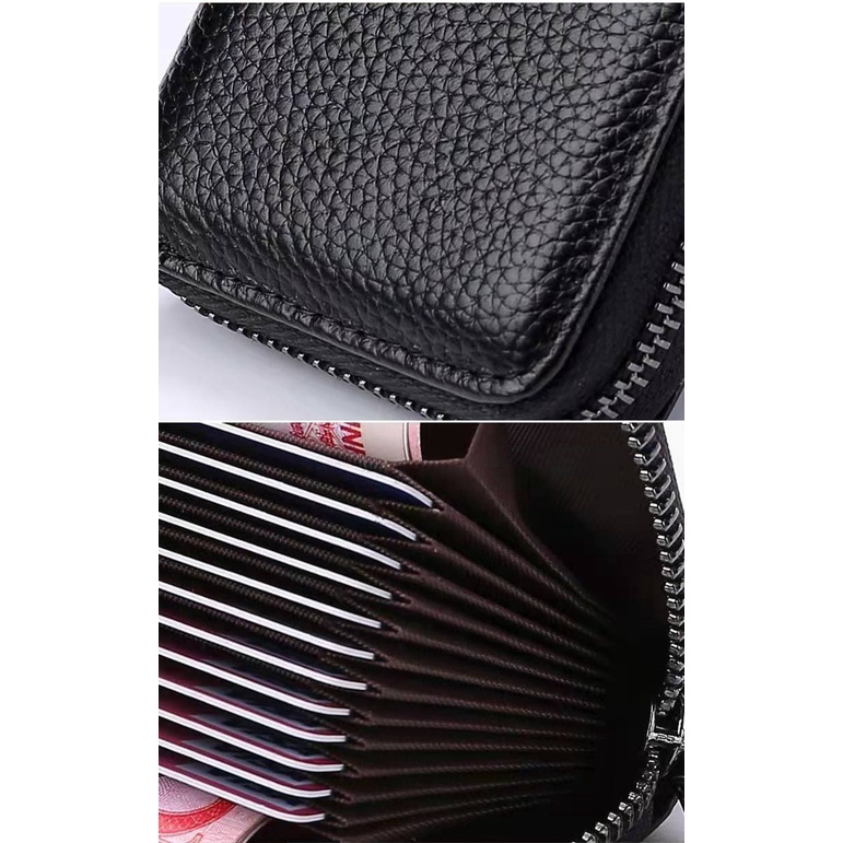 Ví da mềm mini siêu mỏng có khóa kéo đựng tiền xu/thẻ/chìa khóa cho nam nữ