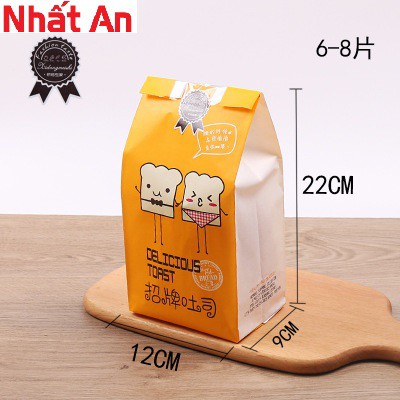 Túi Bánh Mì hoa cúc (đứng) mẫu Delicious Toast 10 cái
