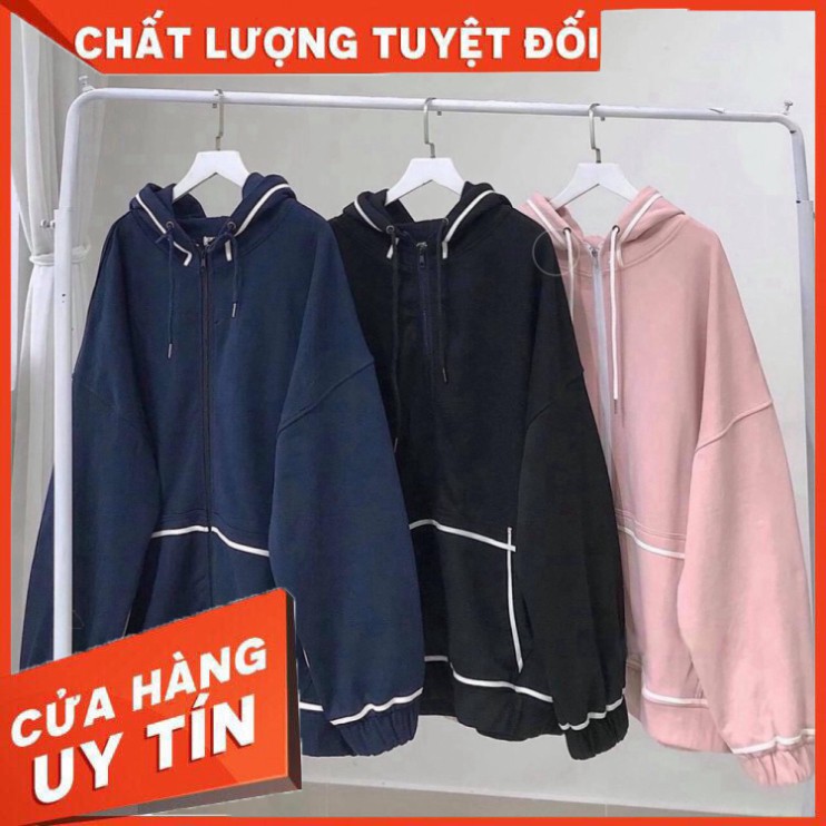 Áo khoác nỉ Hoodie nam nữ trơn Basic form rộng tay bồng khóa kéo có mũ Ulzzang giá rẻ màu đen, hồng, xanh than K038 - Hà
