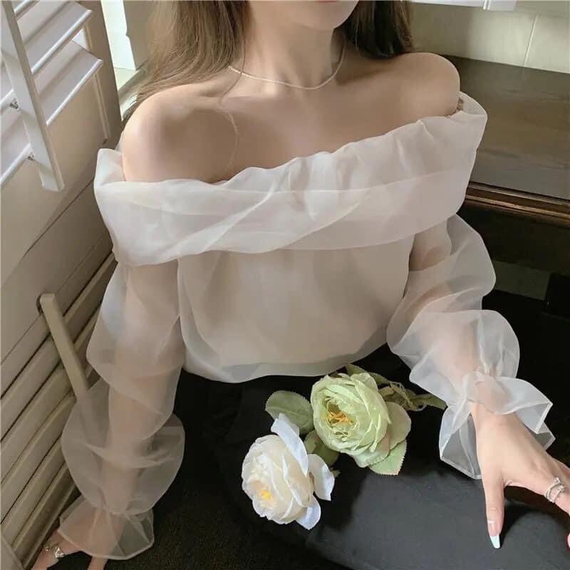 Áo voan tiểu thư kiểu trễ vai hot 2021
