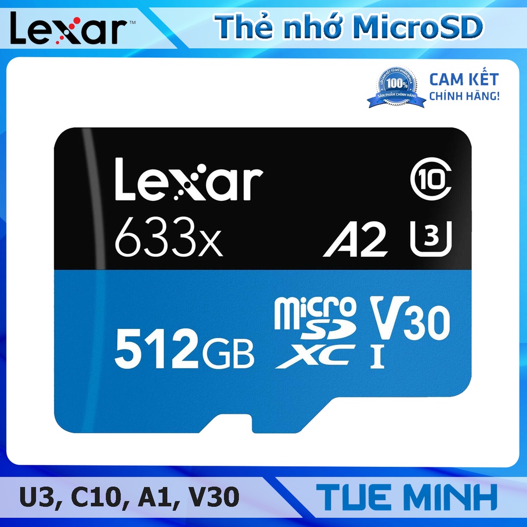 Thẻ nhớ Lexar 512GB Micro SD Card SDXC UHS-I High Performance 633x 100MB/s U3 4K w/adapter TF Memory Card