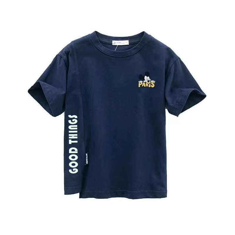 Áo Thun 100% Cotton Nguyên Chất Tay Ngắn Thời Trang Mùa Hè Phong Cách Hàn Quốc Dành Cho Bé Trai