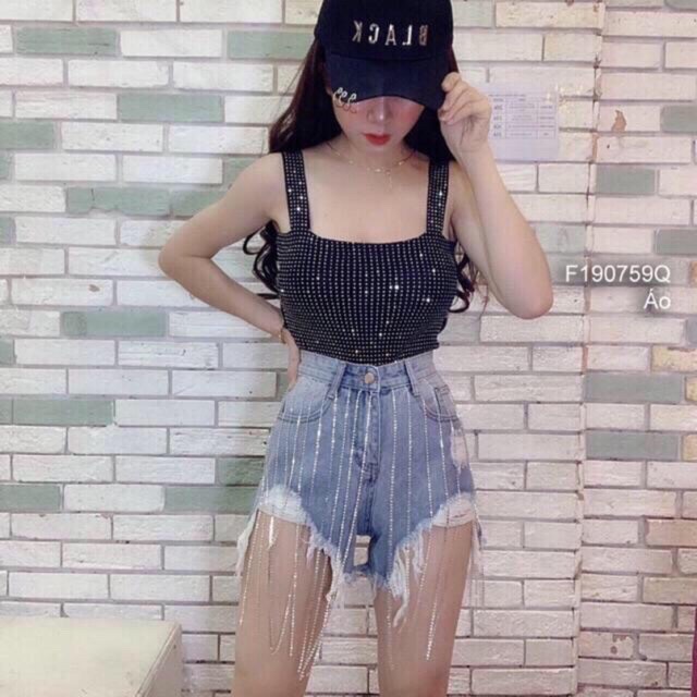 Áo len mongtoghi 2 dây bản to đính đá (kèm ảnh thật)