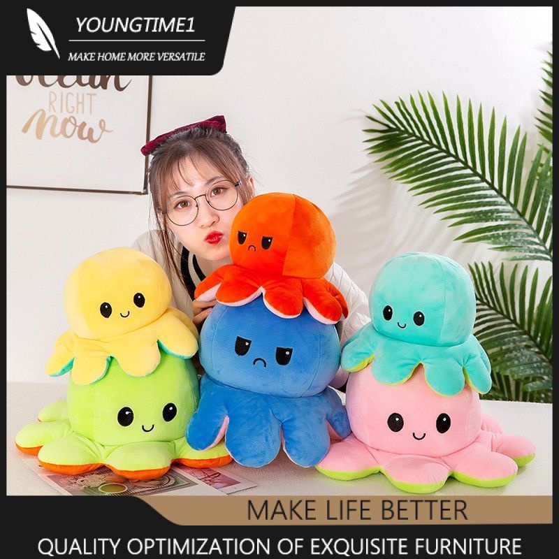 bạch tuộc cảm xúc Reversible Octopus/Bạch Tuộc Đồ Chơi Nhồi Bông Bạch tuộc cảm xúc Cảm Xúc Bông Cao Cấp Memon Bạch Tuộc Nhồi Bông Kích Thước Flip octopus youngtime