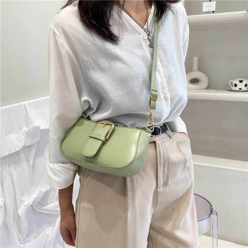 Túi Xách Nữ Trơn Cúc Bấm Phong Cách Hàn Quốc, Túi Đeo Chéo Nữ Thời Trang