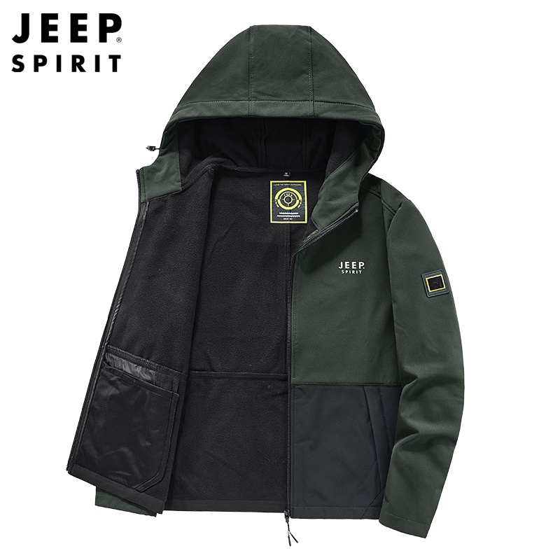 JEEP Áo Khoác Hoodie Lót Lông Cừu Giữ Ấm Thời Trang Cho Nam