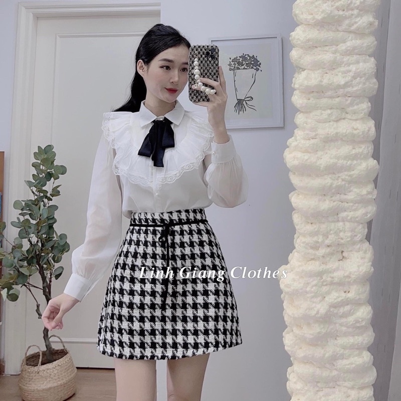 Áo Sơ Mi Nơ Cổ Tiểu Thư Nơ Bèo