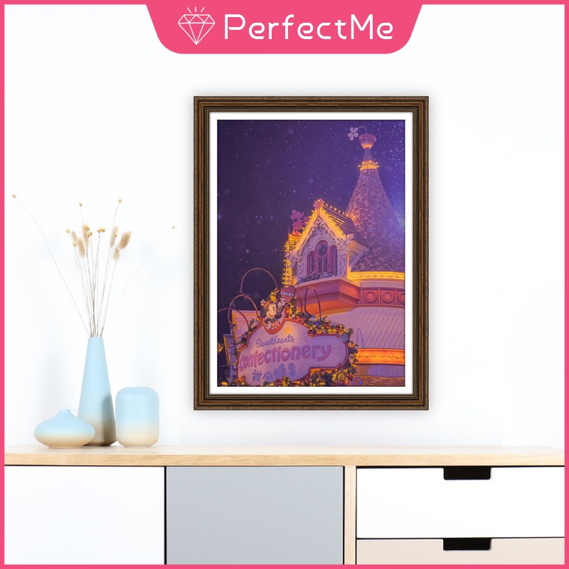 Tranh đính đá 5D tự làm hình lâu đài Disney 30x40cm trang trí nhà cửa