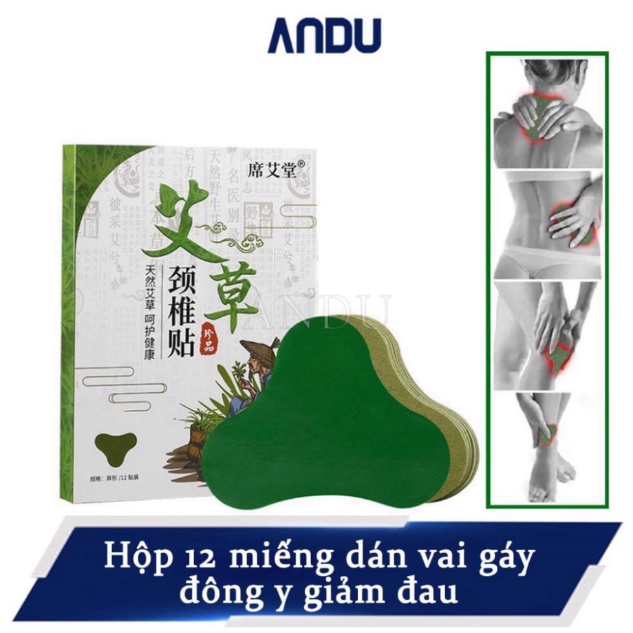 Miếng Dán Vai Gáy Đông Y Thảo Dược Giảm Đau Lưng, Thoái Hóa Cột Sống - Hộp 12 Miếng Dán Tiện Lợi