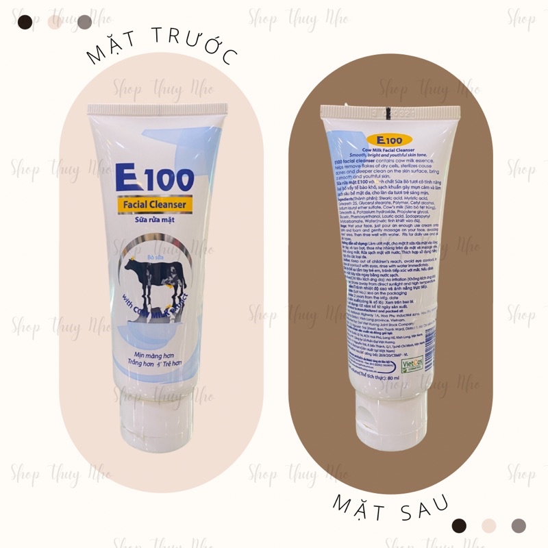 Sữa rửa mặt E100 tinh chất sữa bò trắng da - 80ml