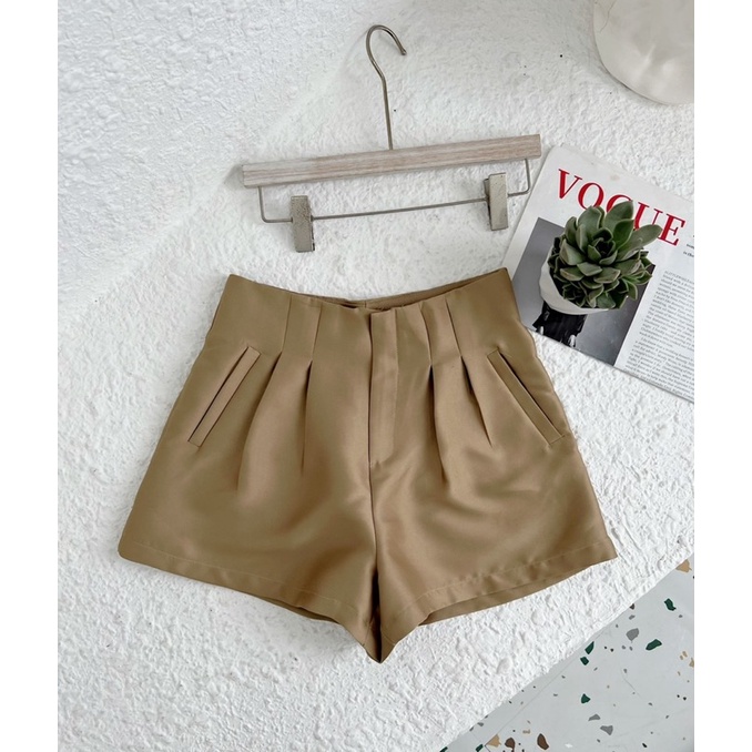 Shopbelinh Quần short tacta cạp cao cho nữ, ko khuy ống rộng màu sắc đi biển cực xinh và nổi bật