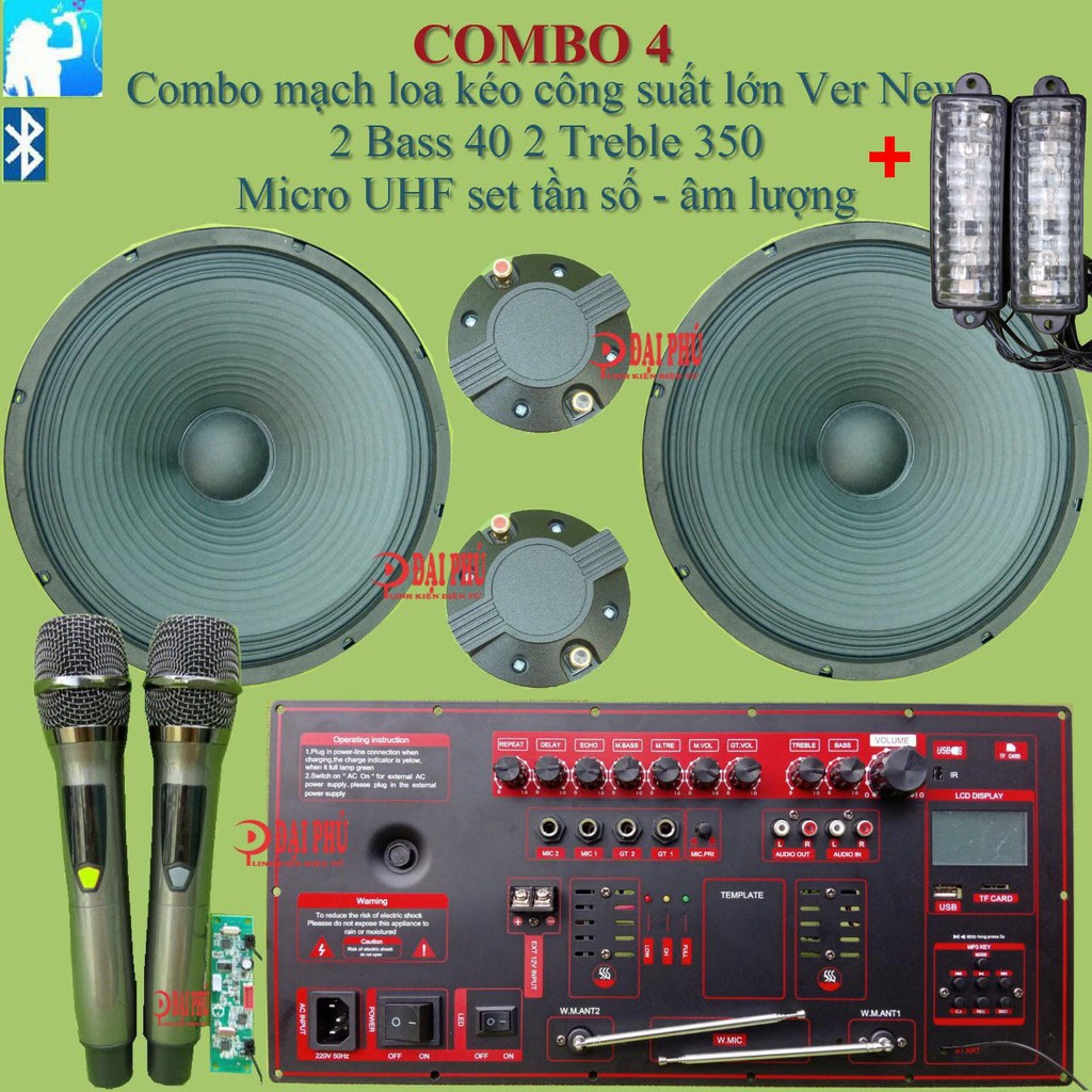 Combo Mạch loa kéo công suất lớn 4 tấc đôi âm thanh uy lực phiên bản mới nhất hiện nay