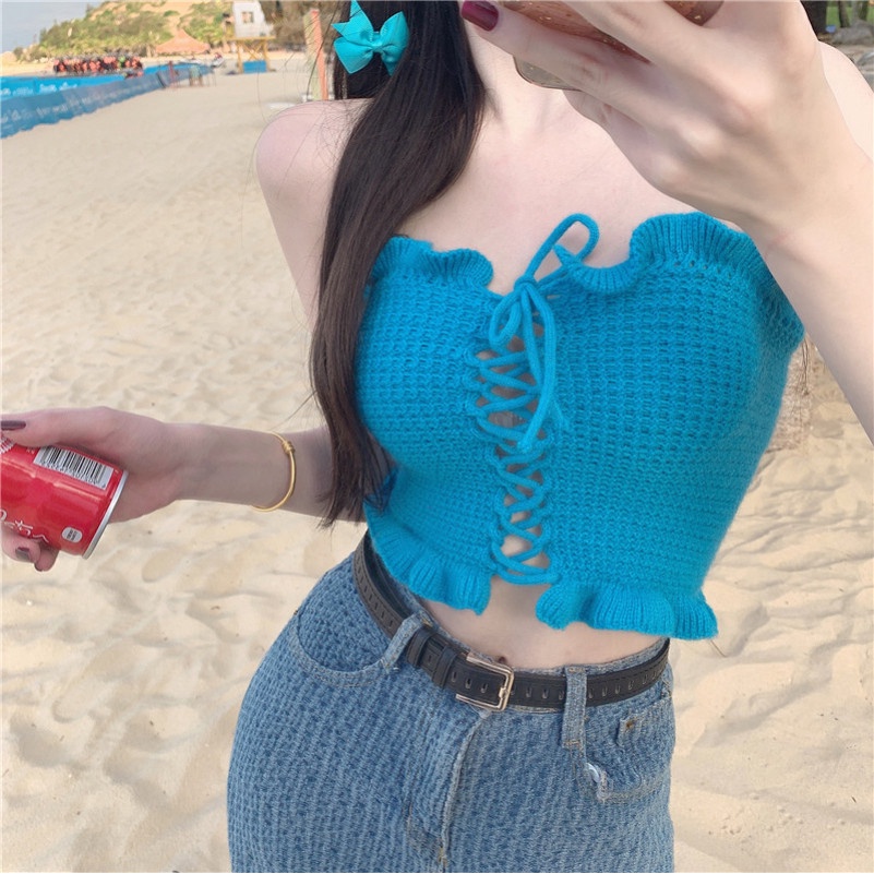 Áo Ống Vải Dệt Khoét Ngực Gợi Cảm Dành Cho Nữ