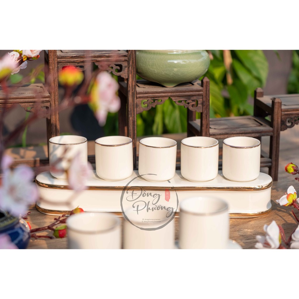 BỘ CHUNG NƯỚC CÚNG SỨ TRẮNG CAO CẤP