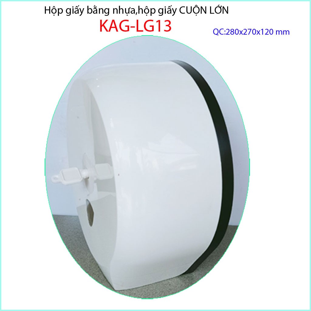 Hộp đựng giấy cuộn lớn KAG-LG13 màu trắng, hộp giấy vệ sinh Roto nhựa trắng tinh sử dụng tốt không lo gỉ séc