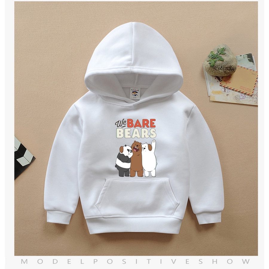 Áo hoodie we bare bears chúng tôi đơn giản là gấu màu trắng cho bé trai bé gái