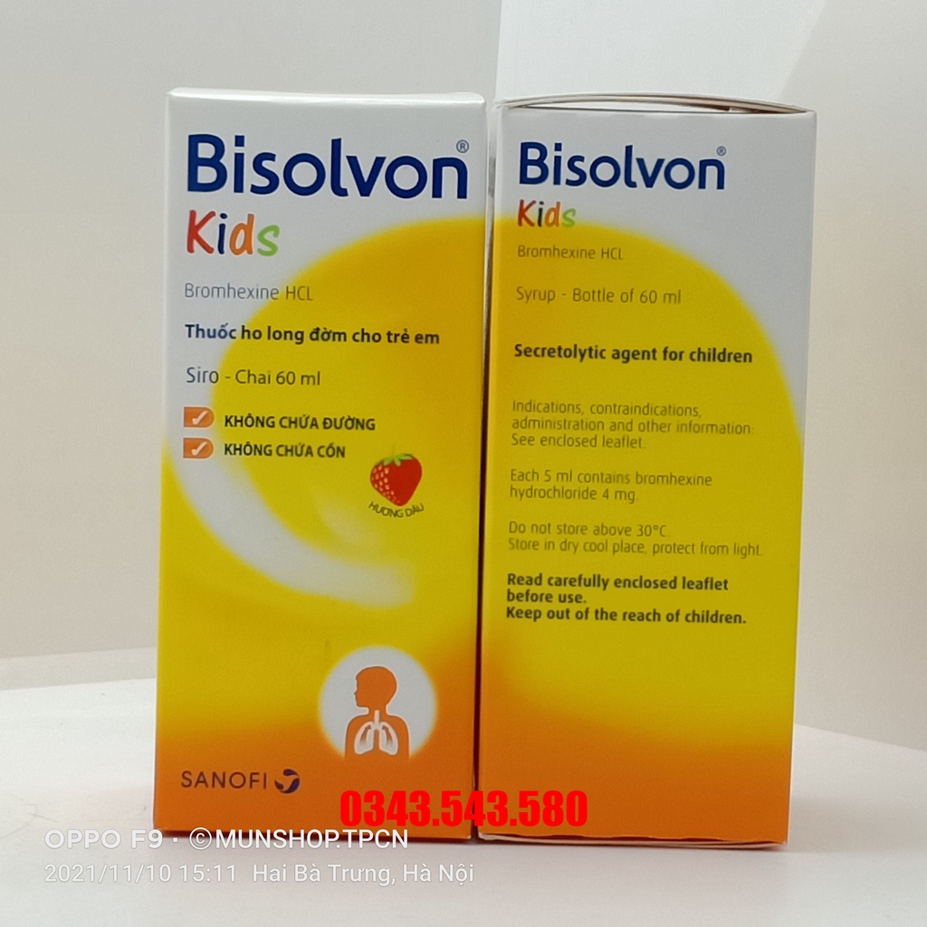 Siro BISOLVON KIDS hương dâu chai 60ml