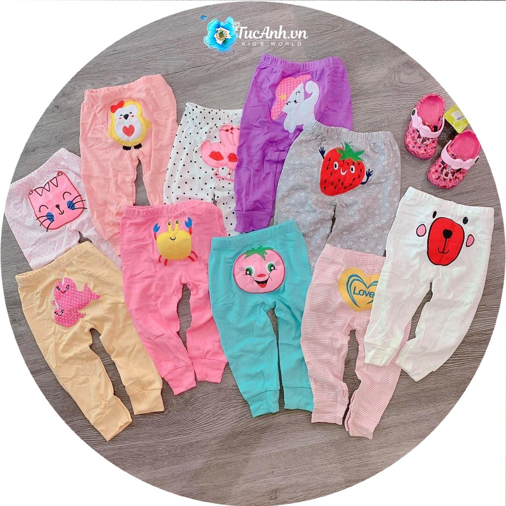 Set 10 Quần Dài Cho Bé Gái Size 7-14kg, Chất Cotton Hình Mông Thú Cho Bé - TucAnh