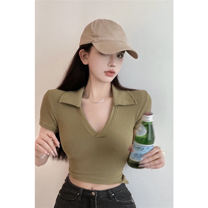 Áo Lửng Dệt Kim Cổ Chữ V Phong Cách Hàn Quốc Cho Nữ